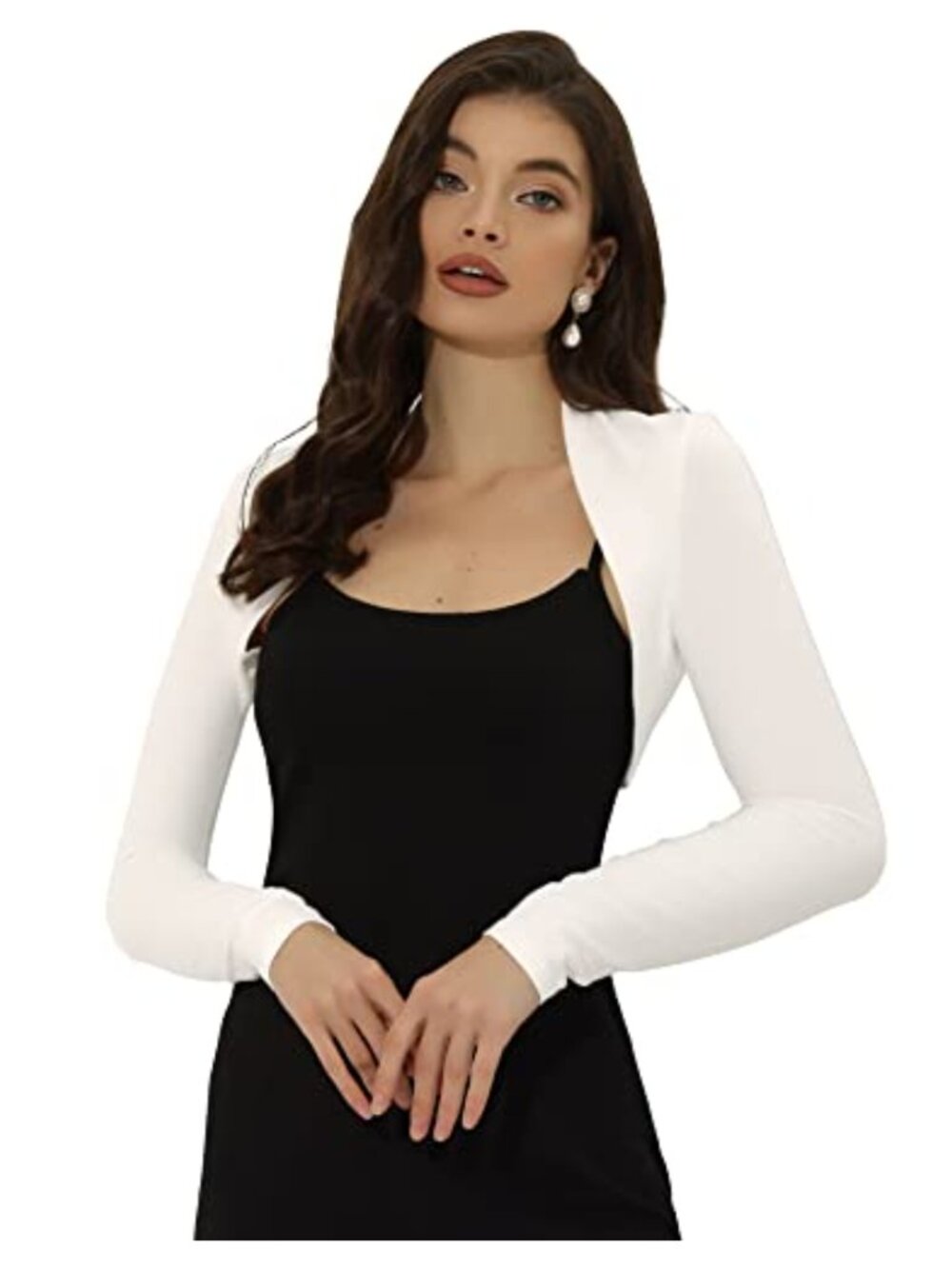 Women's Long Sleeve Open Front Shrug Bolero Cotton Knit Cardigan